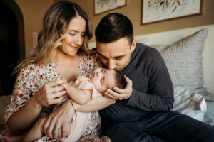 Lifestyle Newborn photo session in home, baby