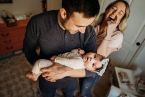 Lifestyle Newborn photo session in home, baby